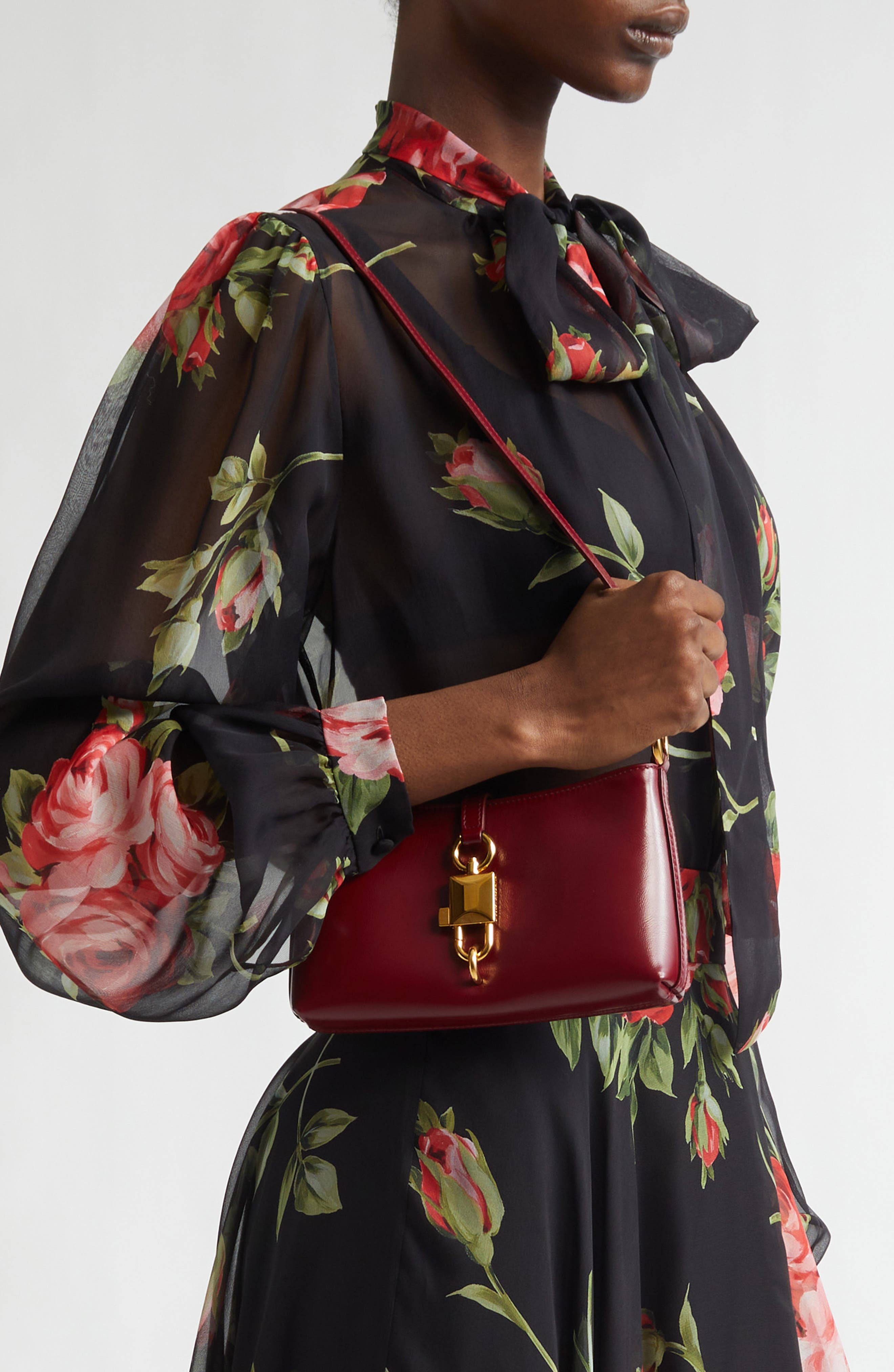 Sicilian Street Lock Leather Shoulder Bag, Alternate, color, 83028 TONO ROSSO SCURO
