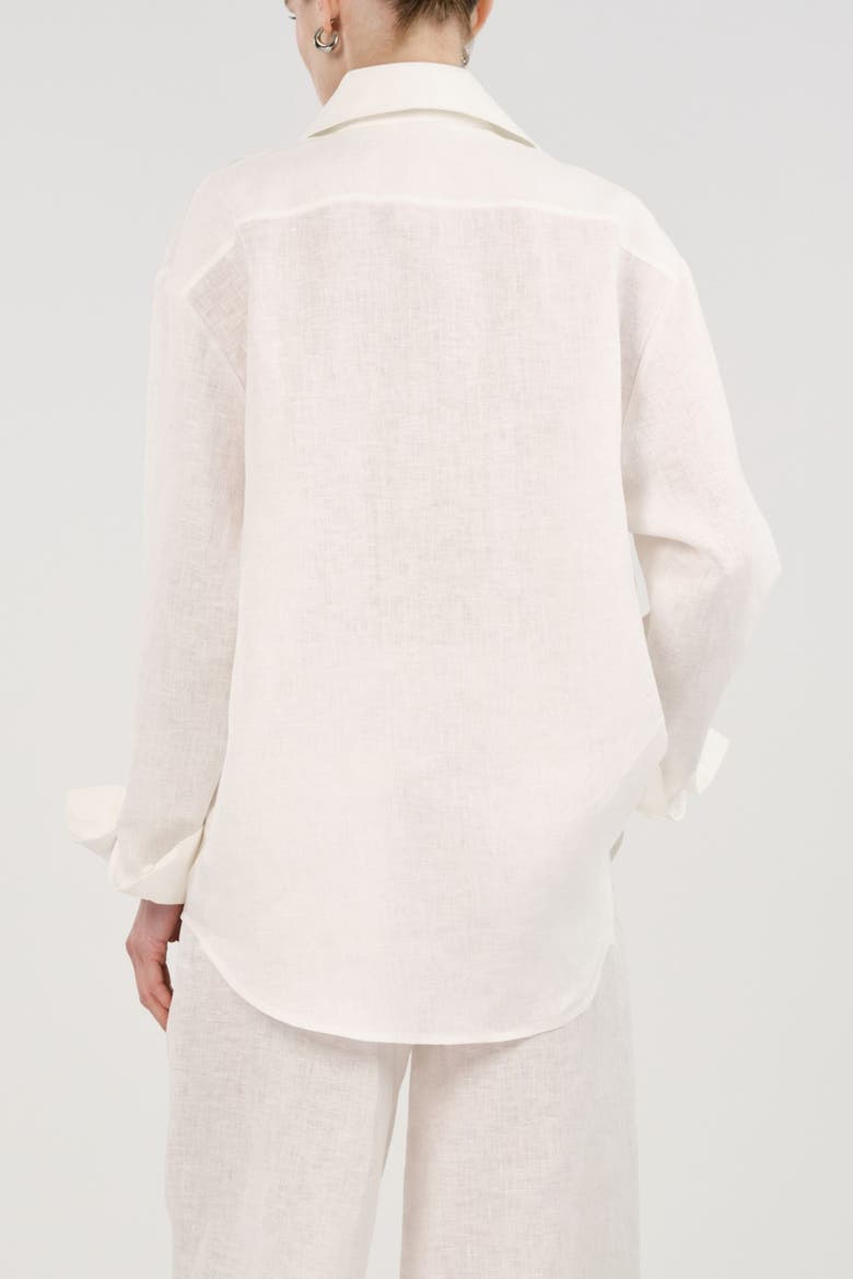 Oversized Linen Button Up Shirt, Alternate, color, Ivory