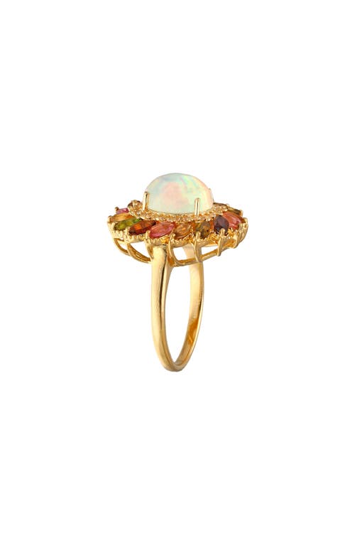 Ys Gems Ethiopian Opal Oval Halo Ring