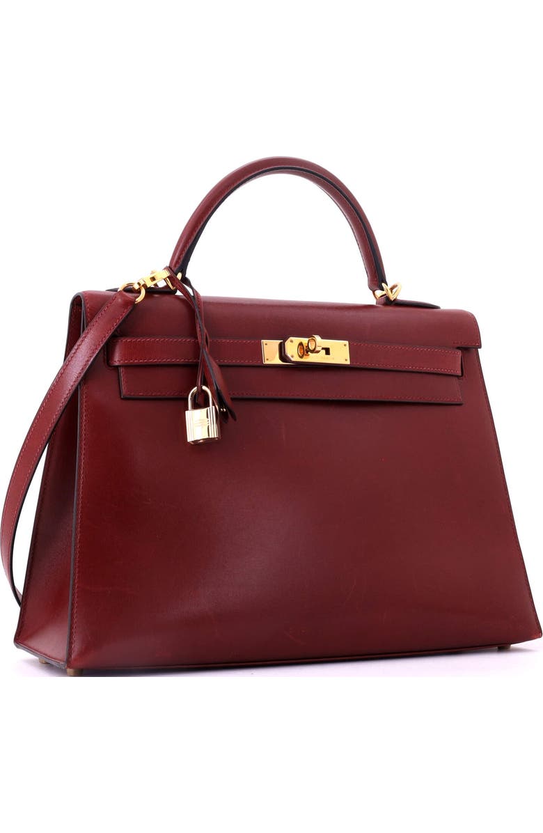 Pre-Owned Hermes Kelly Handbag Red Box Calf with Gold Hardware 32, Alternate, color, Rouge H