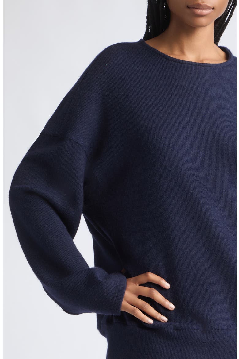Cutout Back Crewneck Sweater, Alternate, color, NAVY