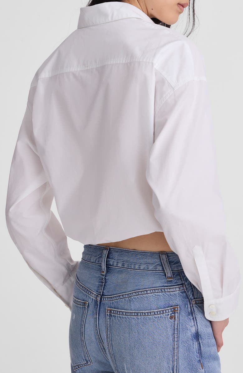Madewell Drawstring Button-Up Shirt in Cotton Poplin, Alternate, color, White
