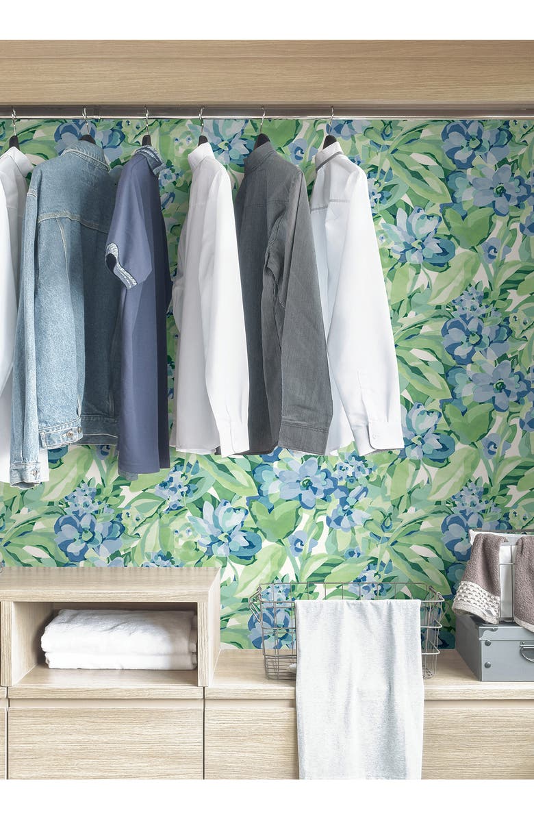 Wallpops Belles Fleurs Heather Peel & Stick Wallpaper, Alternate, color, Green