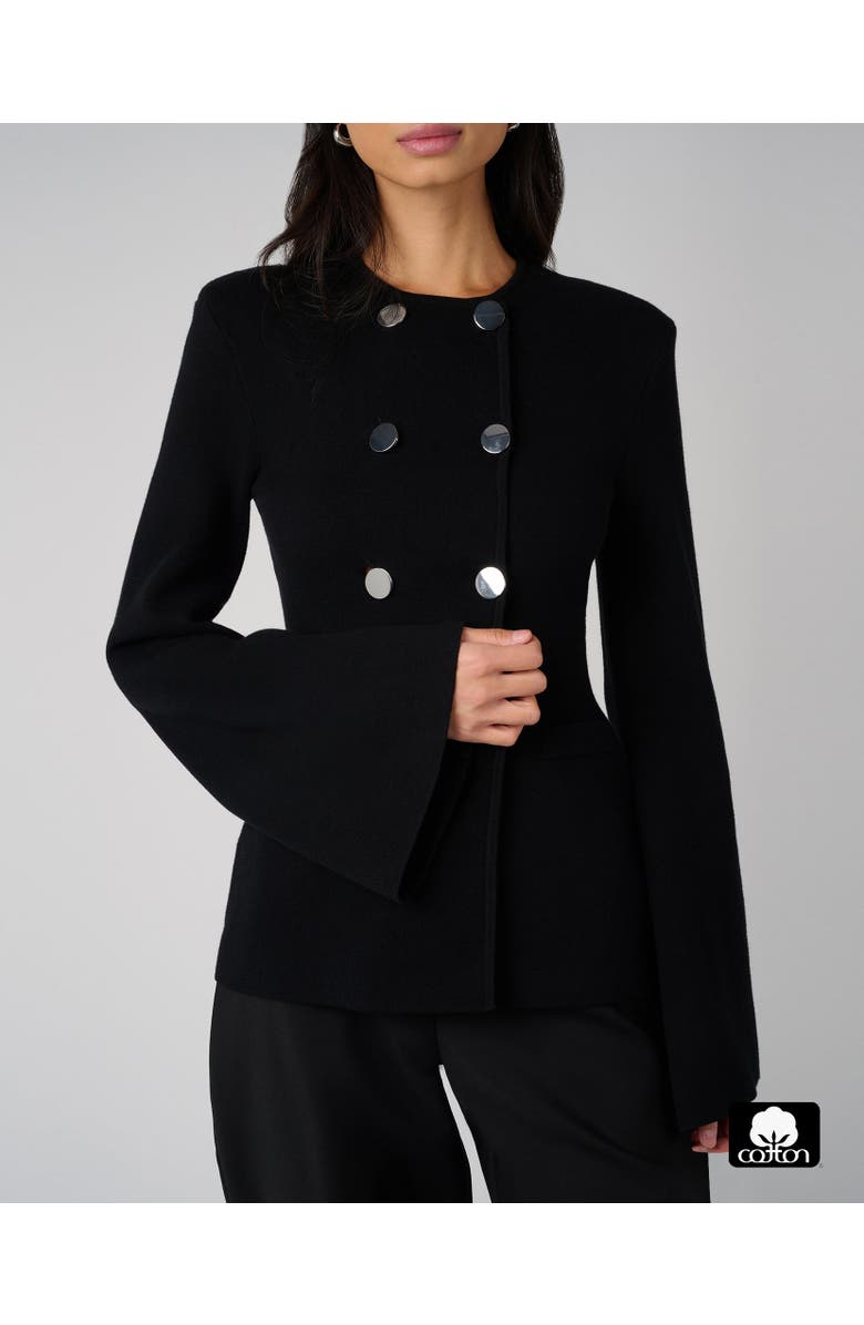 WeWoreWhat Cinched Waist Peplum Sweater, Alternate, color, Black