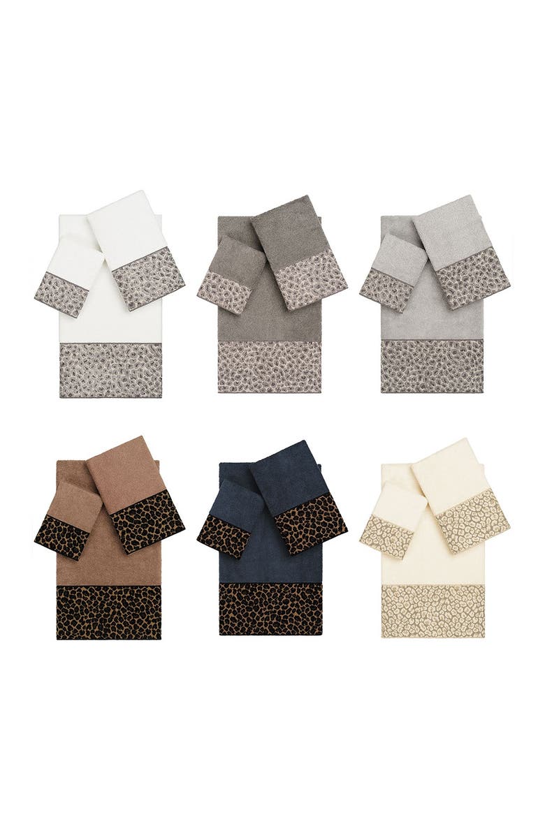 Linum Home Textiles Spots 3-Piece Embellished Towel - Midnight Blue, Main, color, Midnight Blue