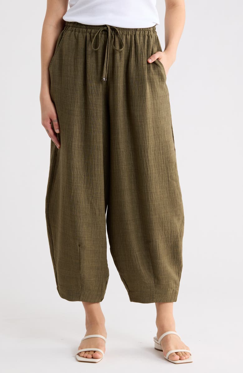 MAX STUDIO Drawstring Lantern Pants, Main, color, Heather Sage