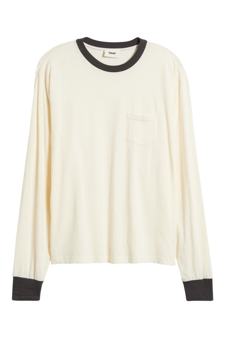 Trophy Long Sleeve Organic Cotton Ringer T-Shirt, Alternate, color, FIELD WHITE