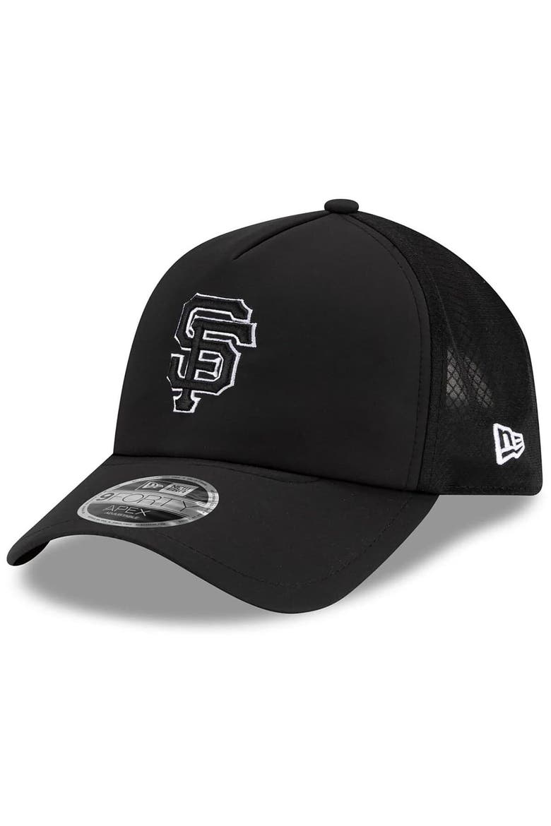 Men's New Era Black San Francisco Giants 2026 Batting Practice Apex 9FORTY Adjustable Trucker Hat, Main, color, Black