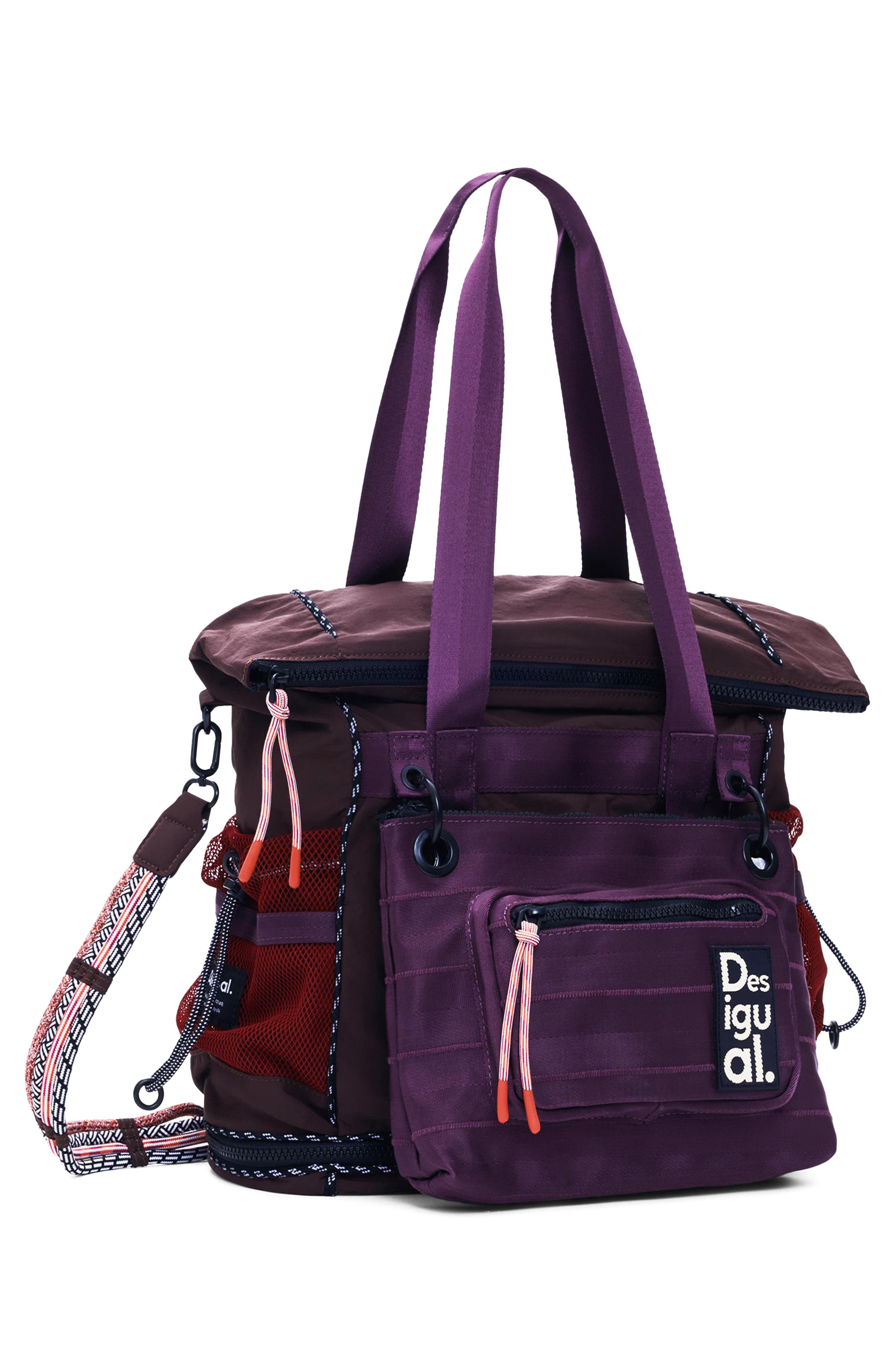 Desigual Large Voyager Nylon Backpack, Alternate, color, Burgundy
