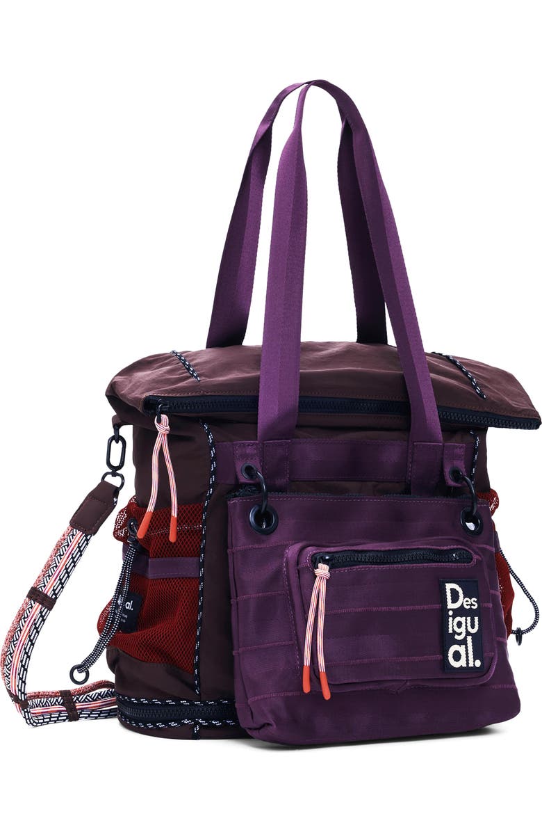 Desigual Large Voyager Nylon Backpack, Alternate, color, Burgundy