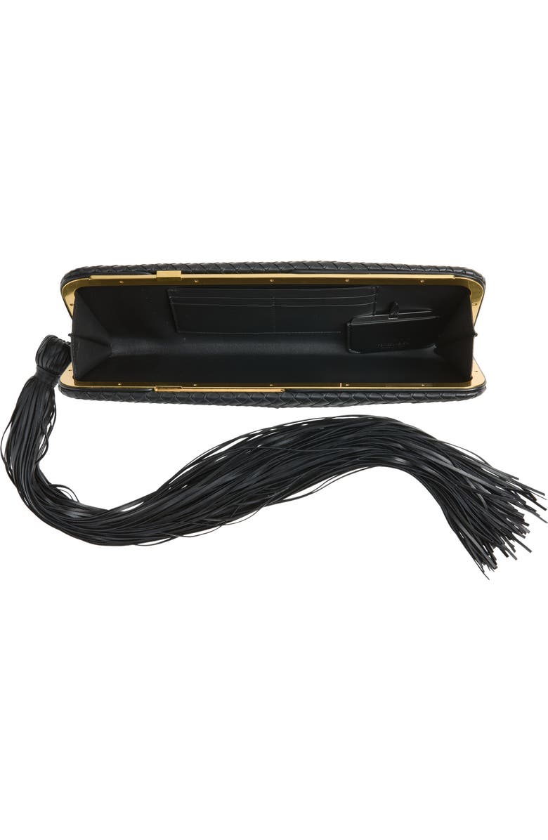 Bottega Veneta Intrecciato Plume Leather Clutch, Alternate, color, 1007 Black-Brass Vibrato