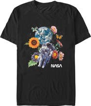 NASA Men's NASA Floral Astronaut in Space Graphic T-Shirt
