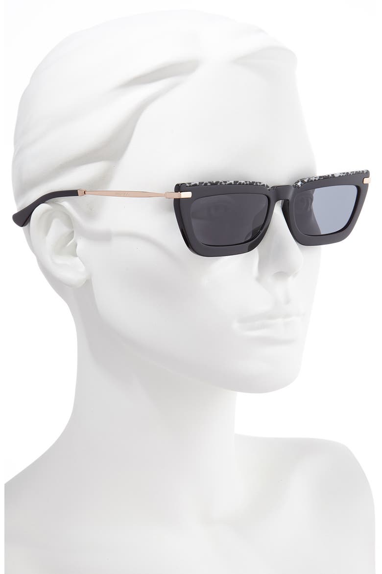 Vela 55mm Flat Top Sunglasses, Alternate, color, BLACK/ GREY BLUE