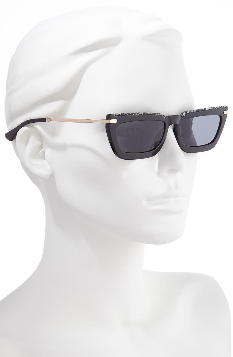 Jimmy Choo Vela 55mm Flat Top Sunglasses, Alternate, color, Black/ Grey Blue