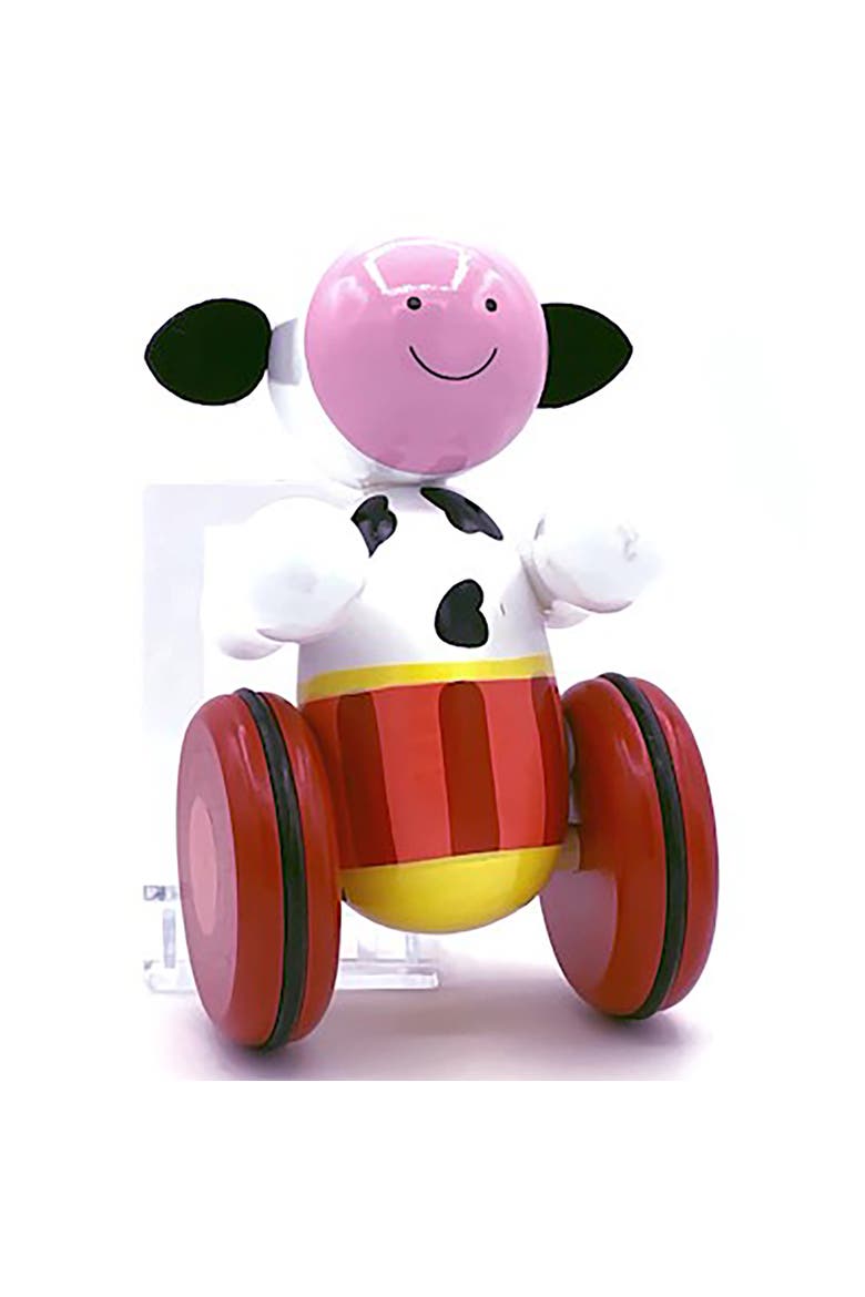 Push Along Cow Wooden Toy, 2 Pieces, Ages 1+, Alternate, color, Multicolored