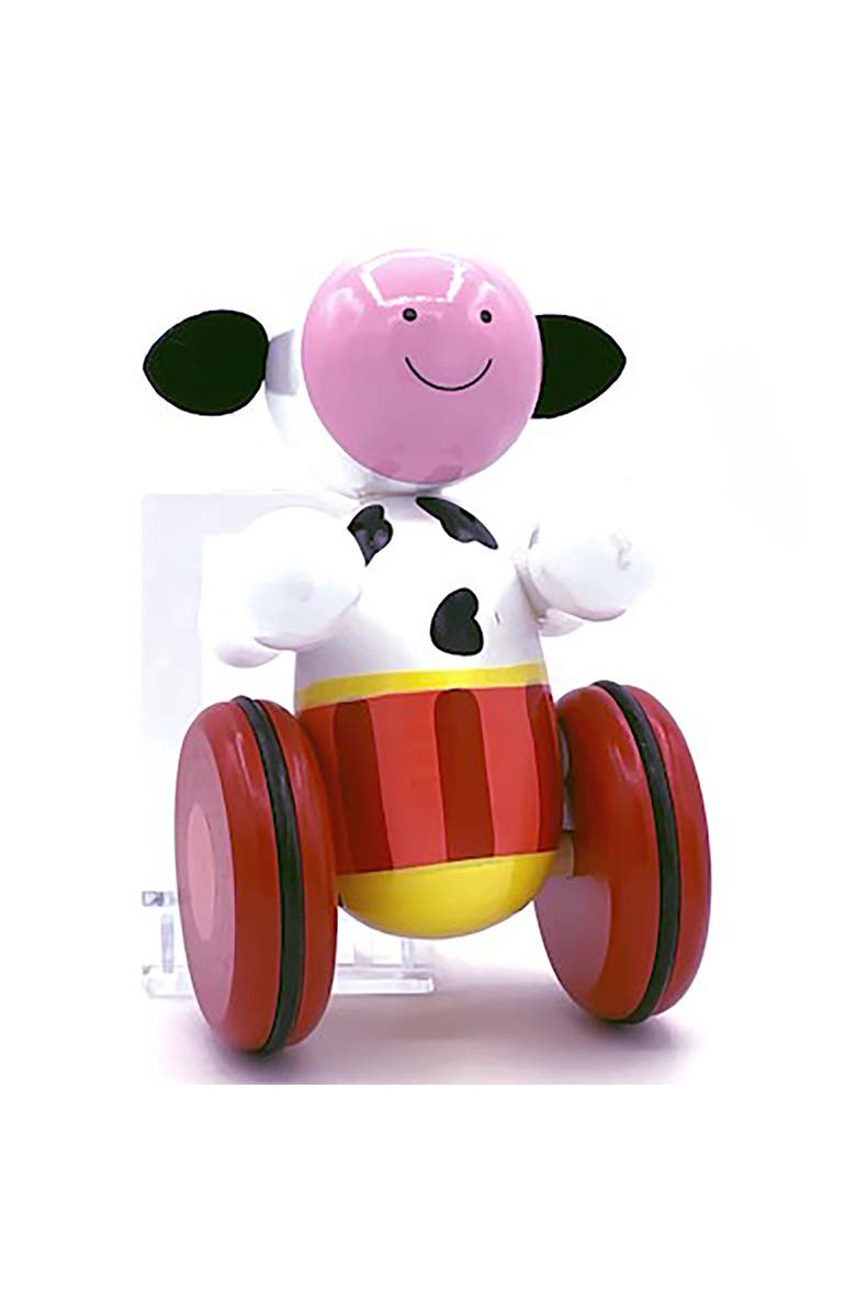 ORANGE TREE TOYS Push Along Cow Wooden Toy, 2 Pieces, Ages 1+, Alternate, color, Multicolored