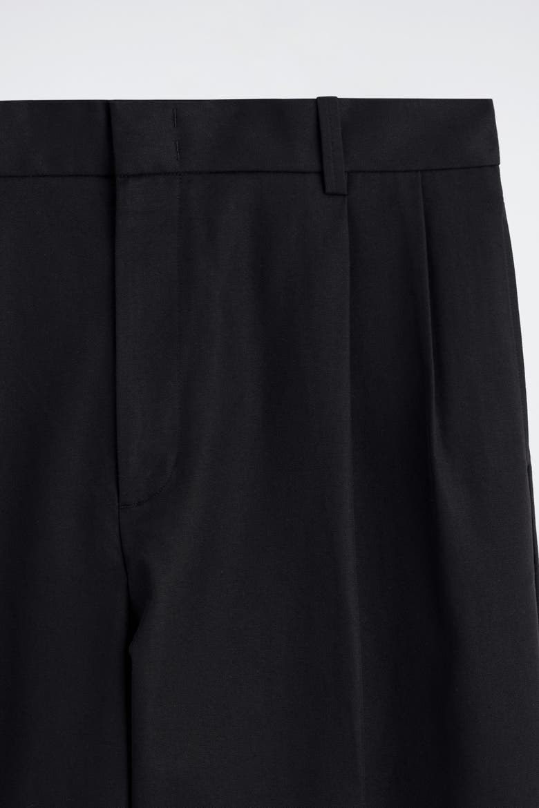 Pleated Relaxed-Fit Tapered Pants, Alternate, color, CHARCOAL