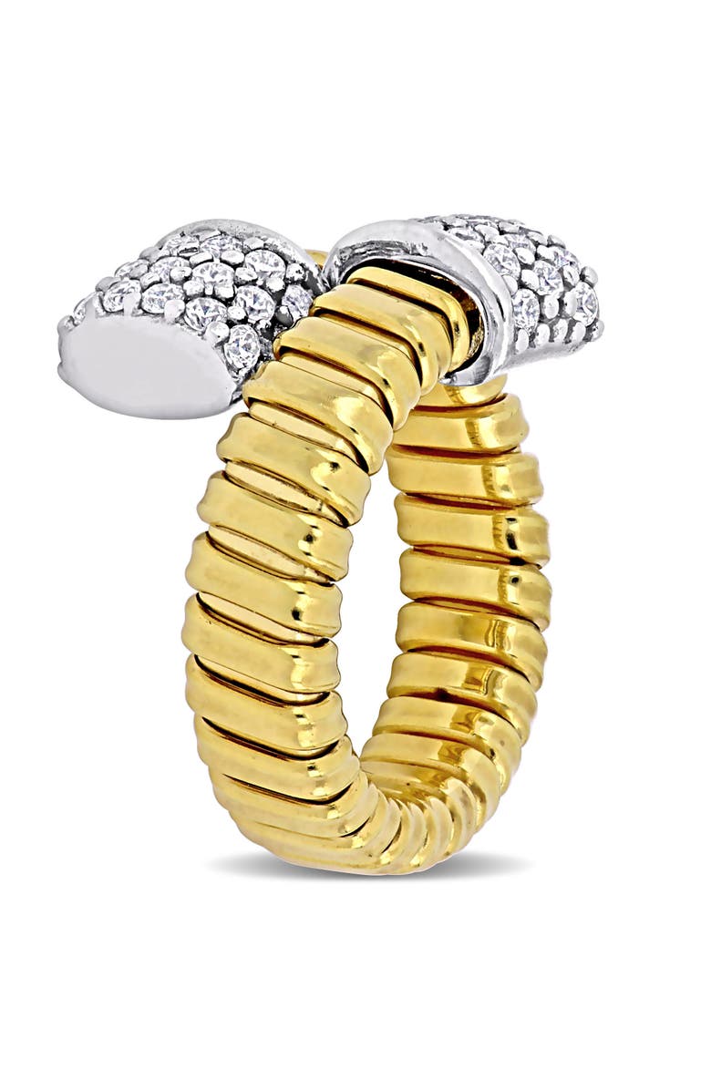 Julianna B. Cubic Zirconia Omega Wrap Ring Sterling Silver, Alternate, color, Yellow-Plated