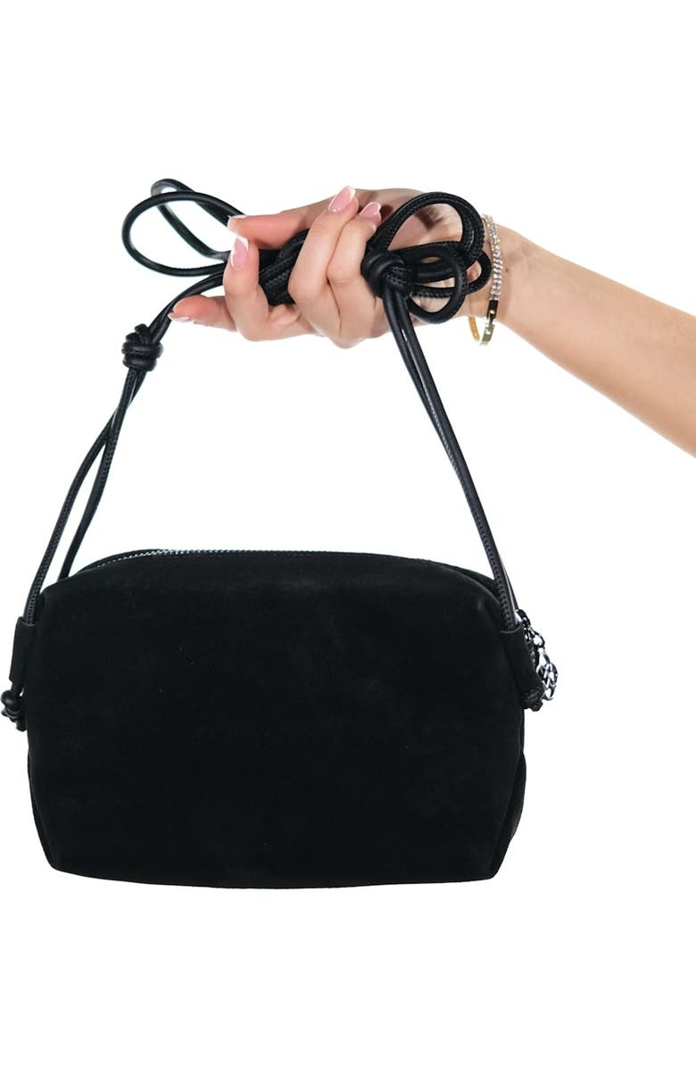 Forever & Always Shoes Selsey Crossbody Leather Bag, Alternate, color, Black Suede