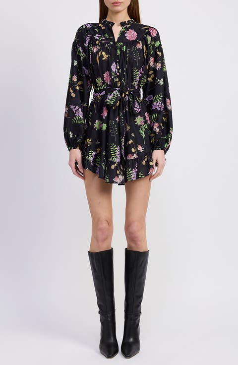 Harper Metallic Floral Long Sleeve Minidress