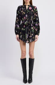 En Saison Harper Metallic Floral Long Sleeve Minidress