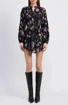 En Saison Harper Metallic Floral Long Sleeve Minidress