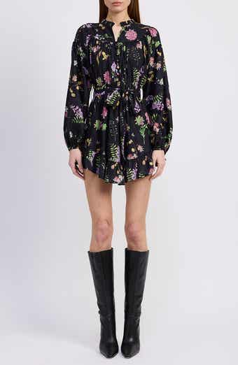 En Saison Harper Metallic Floral Long Sleeve Minidress