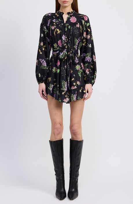 En Saison Harper Metallic Floral Long Sleeve Minidress