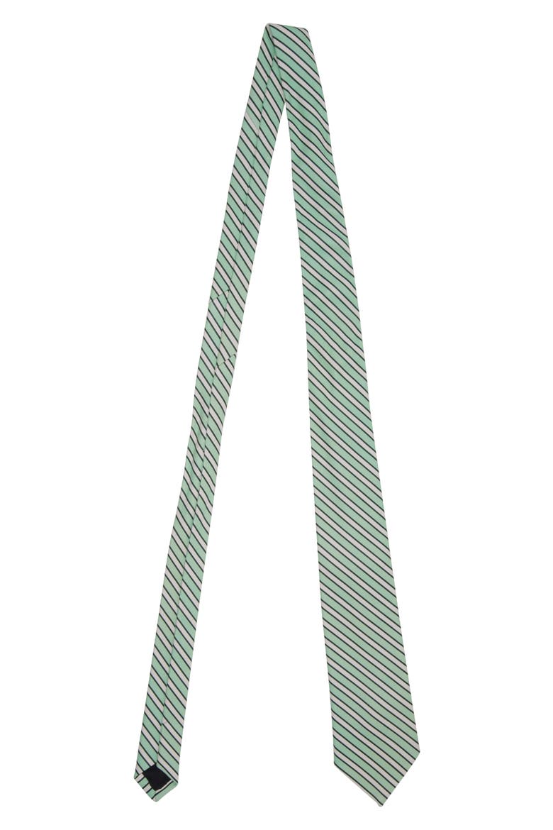 Stripe Lambskin Leather Tie, Alternate, color, 1800 WHITE/ MINT/ GREEN
