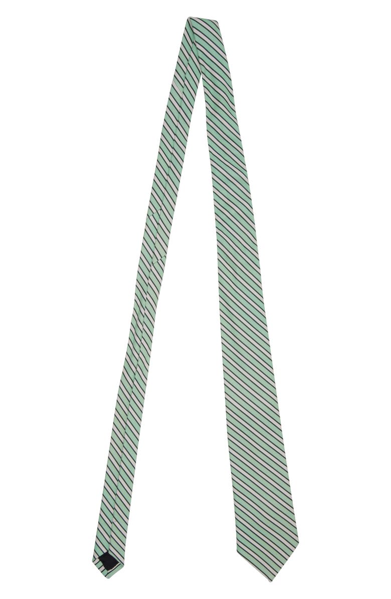 Bottega Veneta Stripe Lambskin Leather Tie, Alternate, color, 1800 White/ Mint/ Green