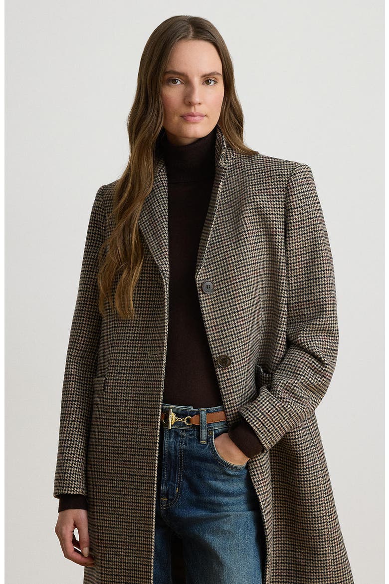 Wool Blend Coat, Alternate, color, MERLOT HOUNDSTOOTH