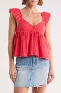 Abound Cotton Gauze Flutter Sleeve Babydoll Top