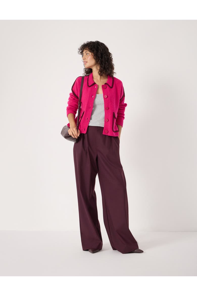 Wool Blend Whipstitch Trim Shirt Jacket, Alternate, color, Magenta Pink