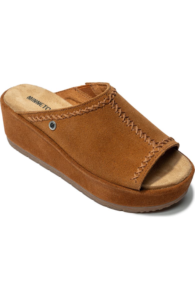Minnetonka Paislee Wedge Sandal, Main, color, Brown