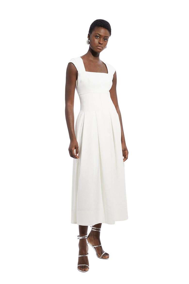 Square Neck Midi Dress, Main, color, Ivory
