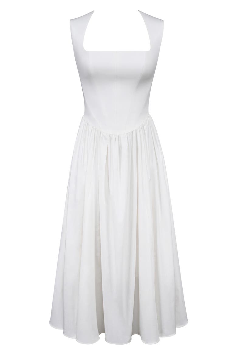 Emmy Stretch Pima Cotton Midi Sundress, Alternate, color, WHITE