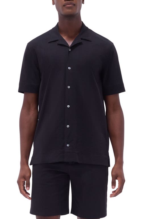 Bugatchi Camp Collar Short Sleeve Button-up Shirt In Black