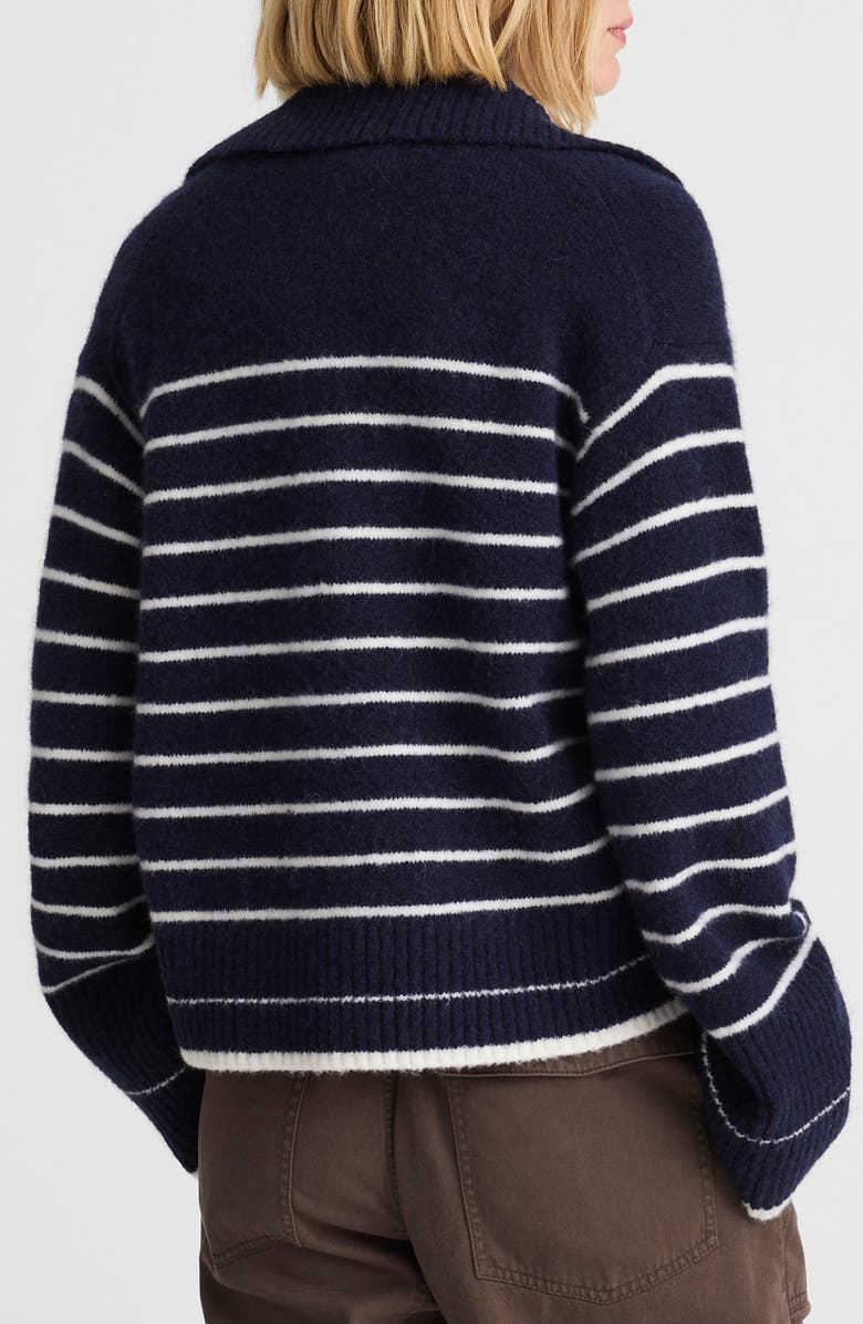 Madewell CloudSoft Polo Sweater, Alternate, color, Ivory Mini Stripe