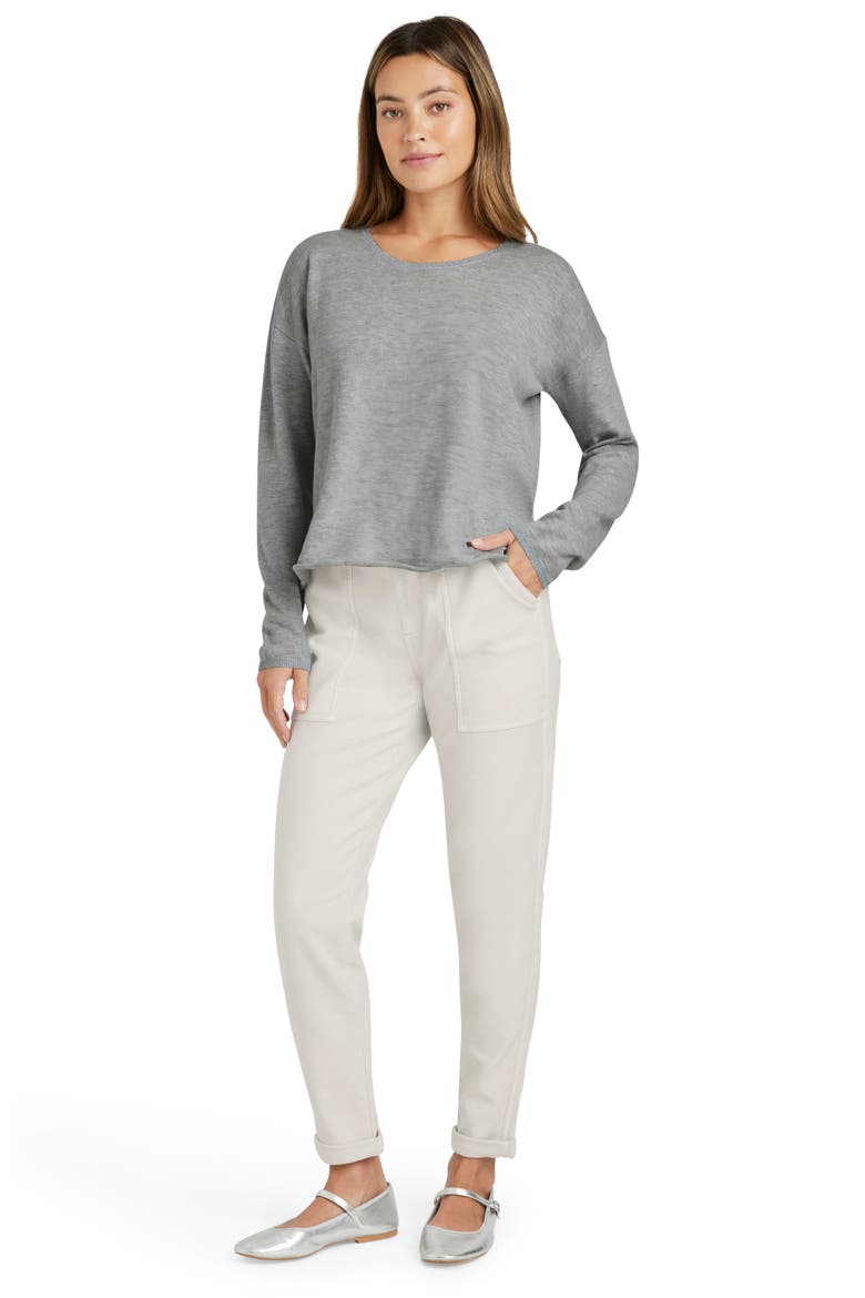 Darcy Metallic Detail Cotton Blend Sweater, Alternate, color, HEATHER GREY
