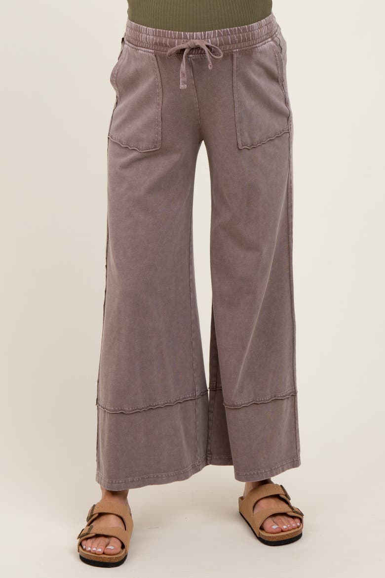 Mineral Wash Wide Leg Ankle Pants, Alternate, color, Mocha