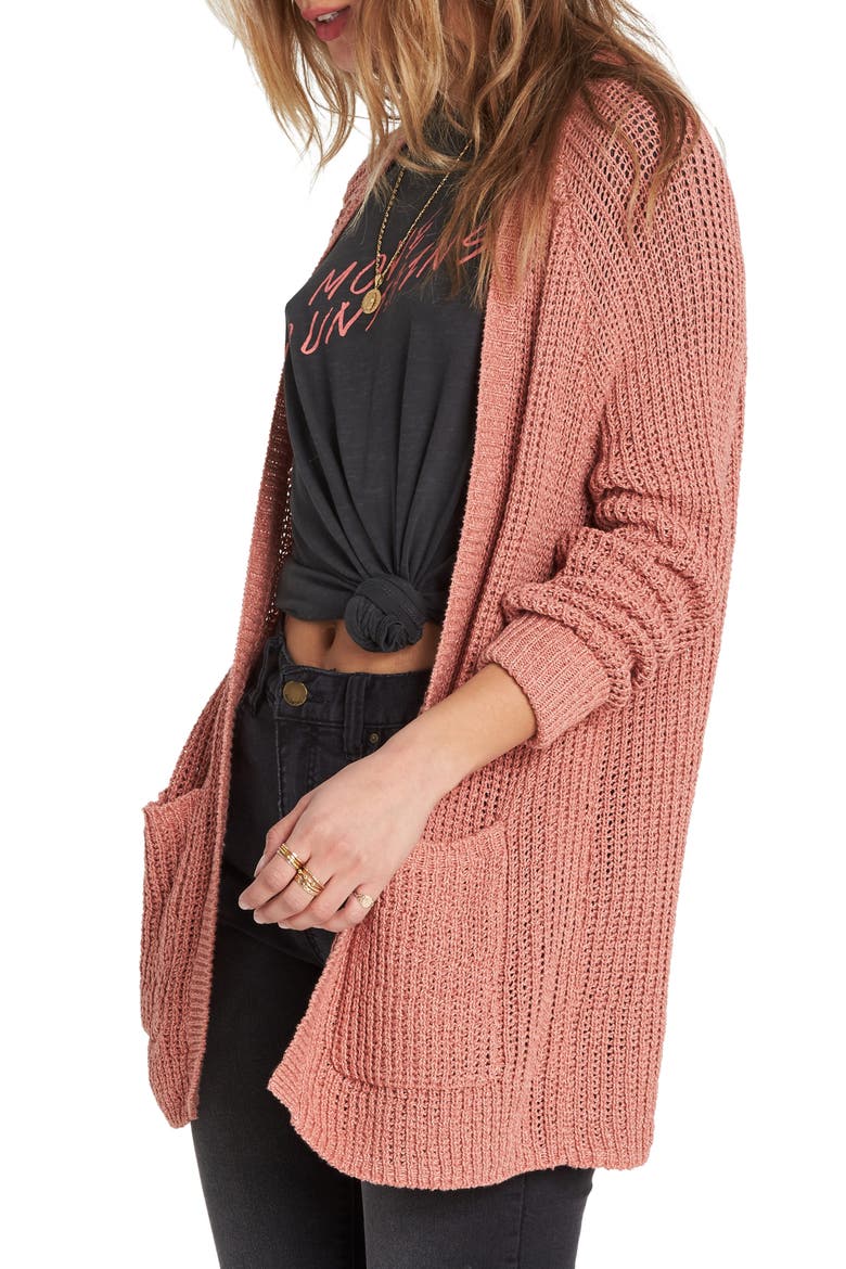 Laid Back Cotton Cardigan, Alternate, color, REDWOOD