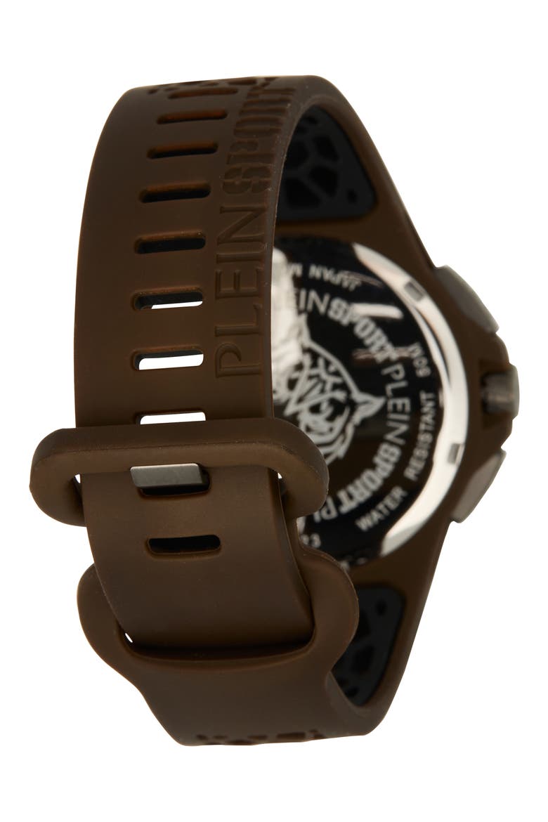 Thunderstorm Chronograph Silicone Strap Watch, 43mm, Alternate, color, GUN