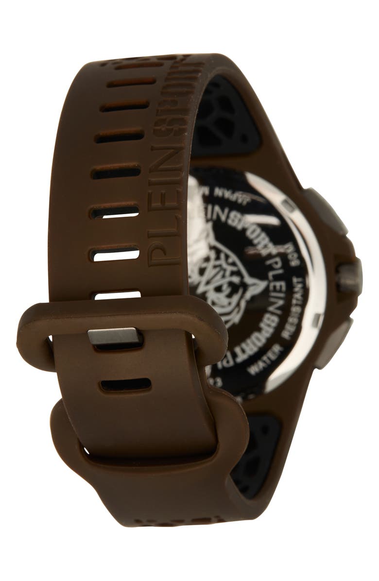 PLEIN SPORT Thunderstorm Chronograph Silicone Strap Watch, 43mm, Alternate, color,