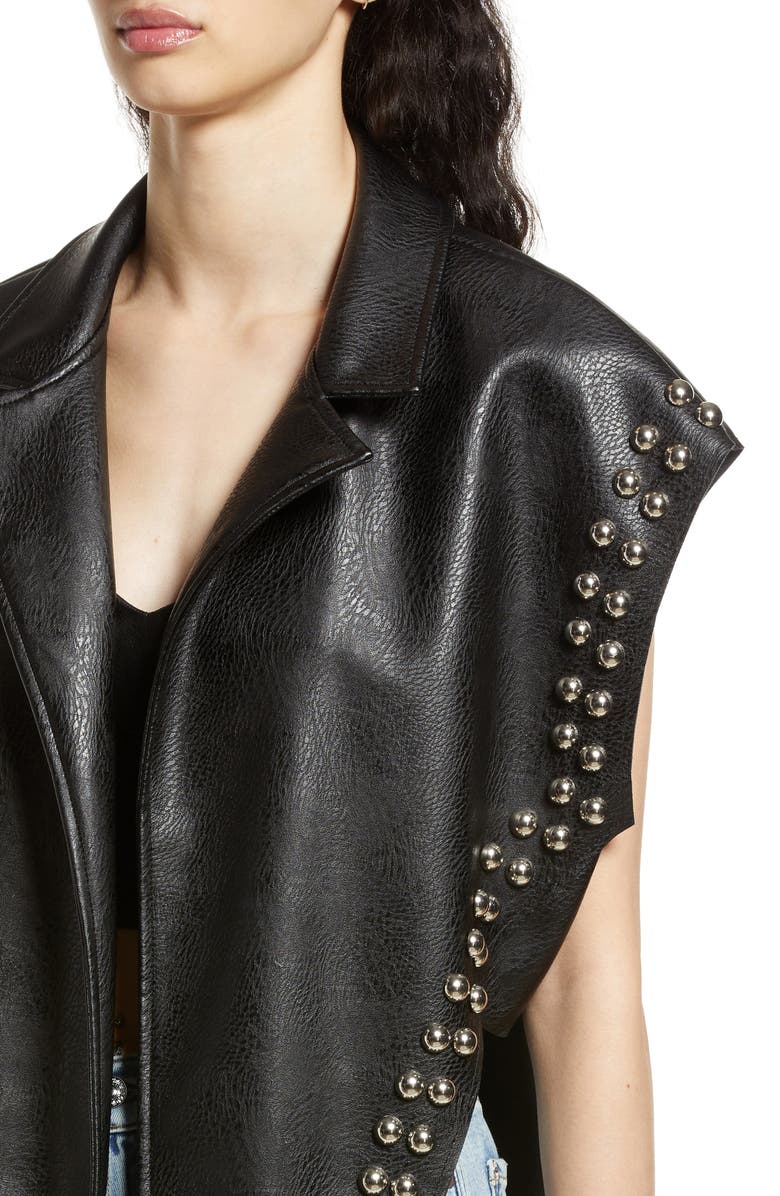 AZALEA WANG Studded Faux Leather Vest, Alternate, color, 