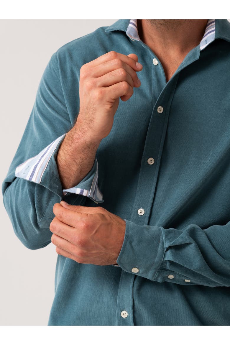 Corduroy Long Sleeve Shirt, Alternate, color, Petrol Blue
