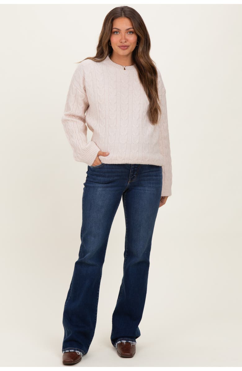 PinkBlush Dark Wash Frayed Hem Maternity Bootcut Jeans, Main, color, Navy Blue