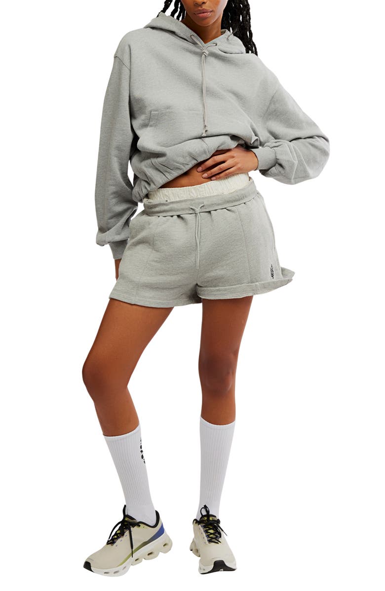 Free People Day Off Crop Cotton Blend Hoodie, Alternate, color, Heather Grey