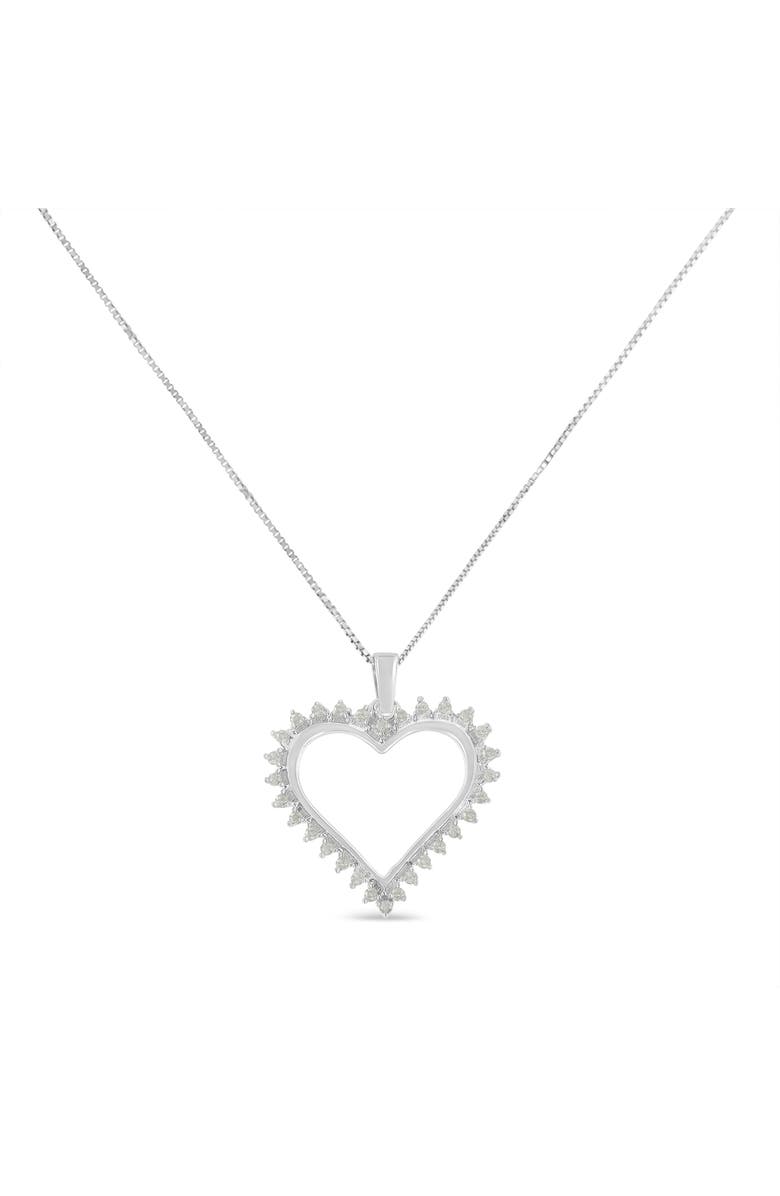 Haus of Brilliance Silver 1/4 cttw 3-Prong Diamond Open Heart 18" Pendant Necklace, Alternate, color, White