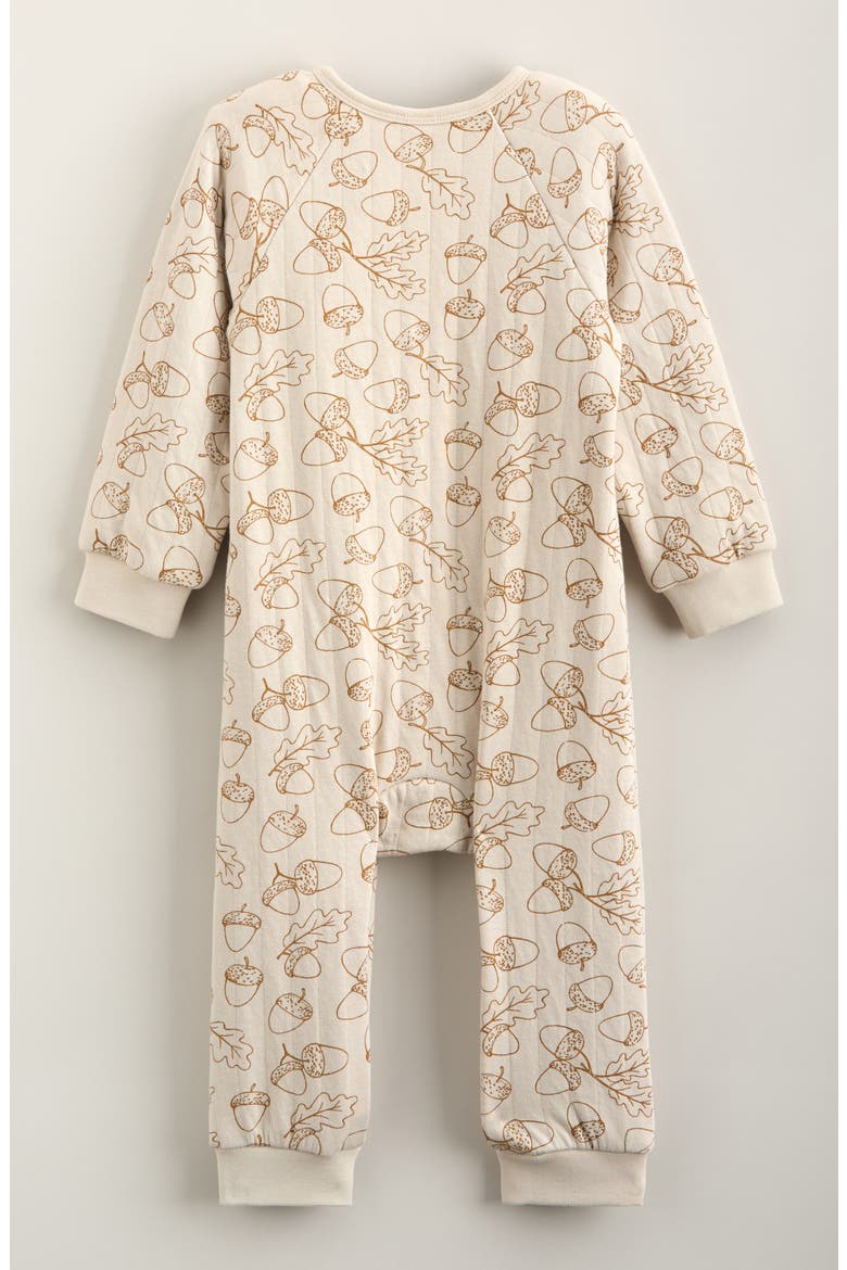 Cozy Romper, Alternate, color, BEIGE OATMEAL ACORNS
