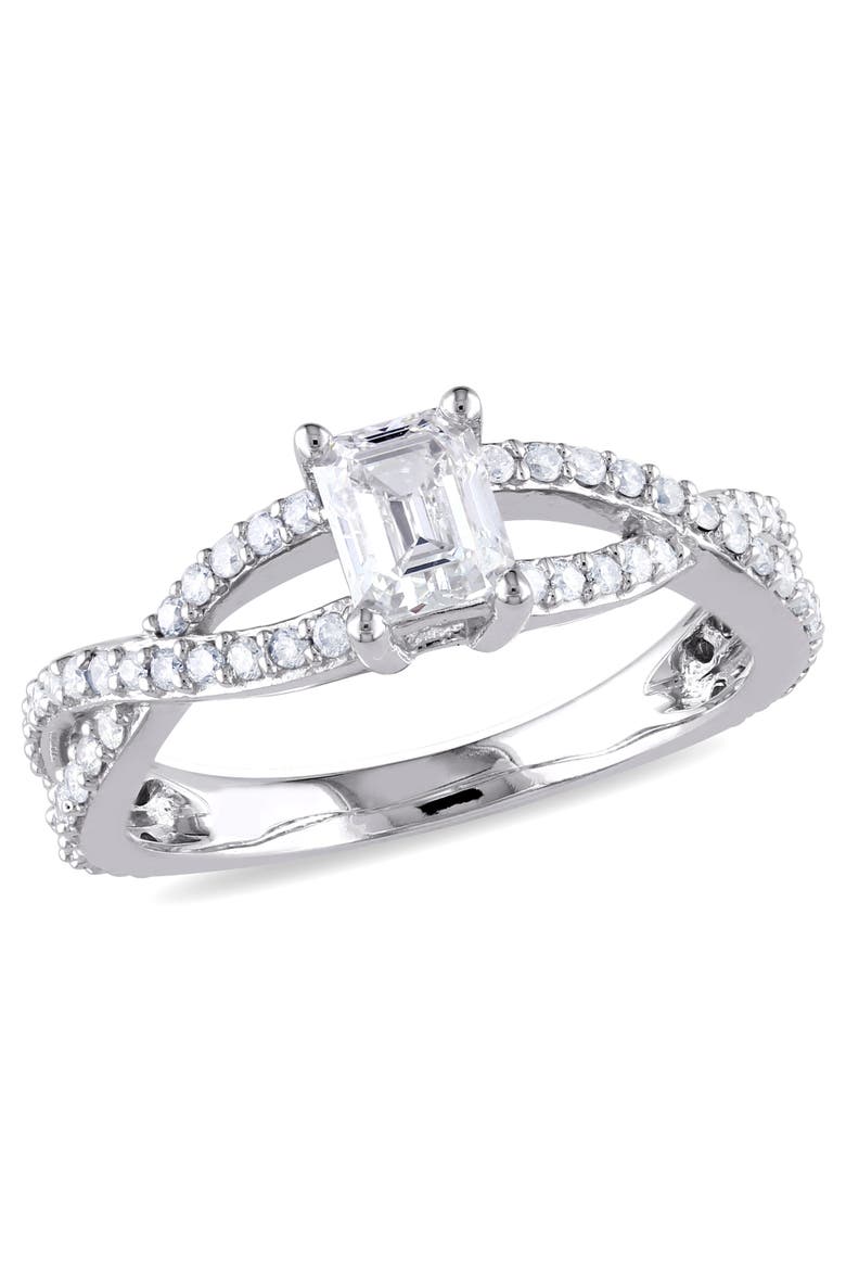 Diamond Emerald-Cut Infinity Engagement Ring 14k, Main, color, 14k White Gold